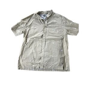 NWT Lifted Research Group Beige Short Sleeve Button Down Shirt Size Medium